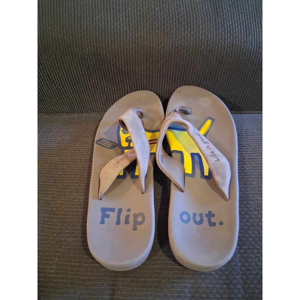 Life‎ is Good Mens Flip Out Leather Upper Thong Sandals Brown Jake Dog Size 8